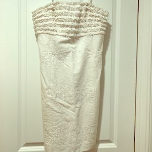 White seersucker Lilly Pulitzer strapless dress